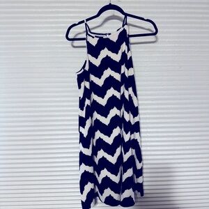 Navy and White Chevron Dress